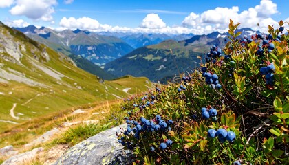 Alpine blueberries scenic view