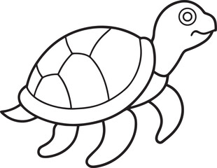 Cute cartoon sea turtle outline for coloring outline vector illustration