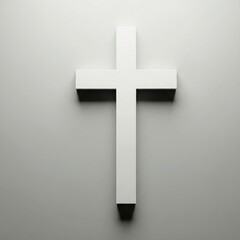 Obraz premium Minimal White Cross. Clean Background. Spiritual Symbol.