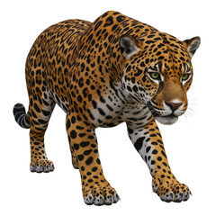 Jaguar stalking prey ready to pounce isolated PNG with Transparent Background