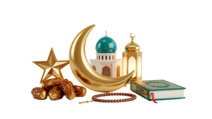 Set of islamic religious icons, set of islamic religious symbols. islamic calligraphy of mosque