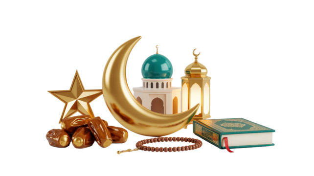 Set of islamic religious icons, set of islamic religious symbols. islamic calligraphy of mosque