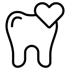 A heart-adorned tooth icon symbolizing dental health, ideal for marketing, healthcare websites, or promotional campaigns in dentistry.