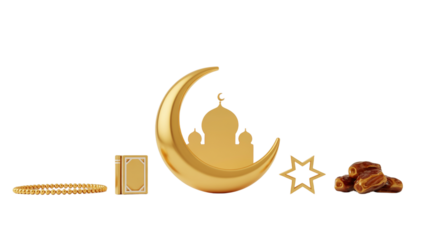 Set of islamic religious icons, set of islamic religious symbols. islamic calligraphy of mosque