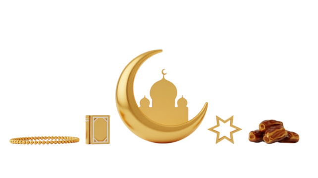 Set of islamic religious icons, set of islamic religious symbols. islamic calligraphy of mosque