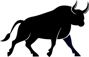 Bull Silhouette Vector | Strong Animal, Horned Beast, Ranch, Farm, Wildlife Design
