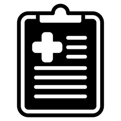 A medical clipboard icon, ideal for healthcare websites, medical marketing, or health-related content to signify medical records or services.