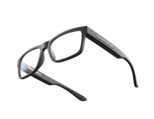 Modern smart glasses with black frame isolated on transparent background