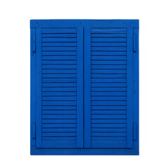 Classic blue louvered window shutters isolated on transparent background