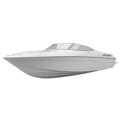 White powerboat for recreational water activities isolated PNG with Transparent Background