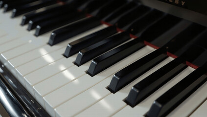 Naklejka premium Classic piano key with musician hands playing
