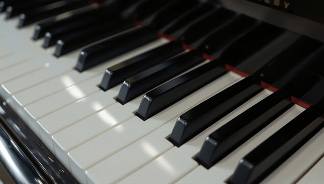 Classic piano key with musician hands playing
