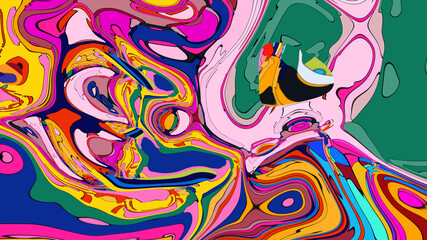 Colorful Fluid and Psychedelic Motion Graphic background, video for Summer Music