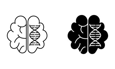 Brain with DNA, illustration of genetic diagnosis of brain disease icon vector
