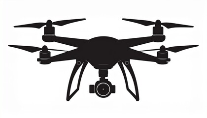Aerial Perspective Silhouette of a Drone on White Background