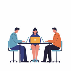 Flat Style Detailed Illustration of a Team Meeting Business People