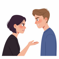 Flat Illustration Arguing Couple Facing Each Other Expressing Anger Emotion