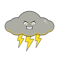 Angry cloud thunderstorm cartoon cute