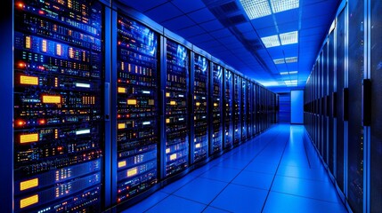 Fototapeta premium Modern Data Storage Solution in Industry Environment