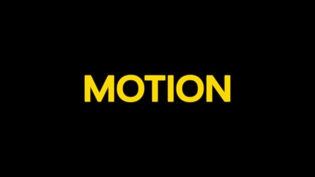 text animation title MOTION transparent background. motion word typography animation with glow effect