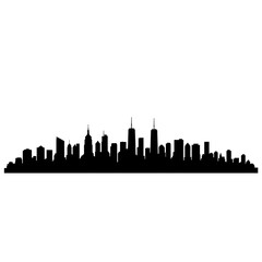 Naklejka premium Cityscape Silhouette Black and White Skyline Illustration