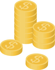 積み重なったコインの山のベクターイラスト素材
