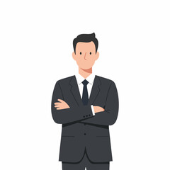 Simple Flat Style Full Body Businessman Character Avatar Illustration