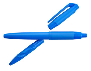  Blue Gel Ink Pen with Cap Off, Top-Down View