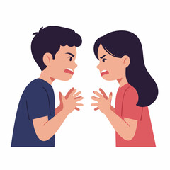 Obraz premium Flat Illustration Angry Boy and Girl Arguing During Dispute Situation