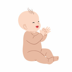 Cute Cartoon Style Happy Baby Clapping Hands Illustration
