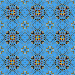 Abstract blue, red and golden circle pattern
