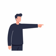 Minimalist Flat Illustration of Man Pointing Direction Concept Illustration