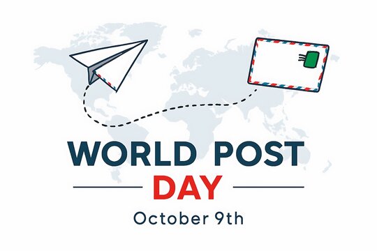 Flat Design World Post Day Celebration with Envelopes and Mailbox