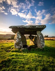 Ancient stone structure in a field