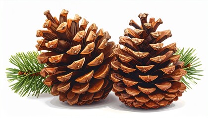 Fototapeta premium pine cones on white background