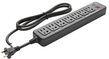 Black Power Strip Surge Protector Transparent Background