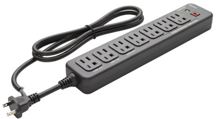 Black Power Strip Surge Protector Transparent Background