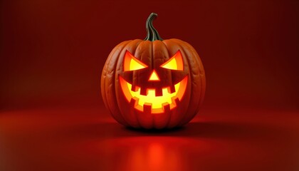 Glowing Carved Pumpkin with Mischievous Face for Halloween Celebration