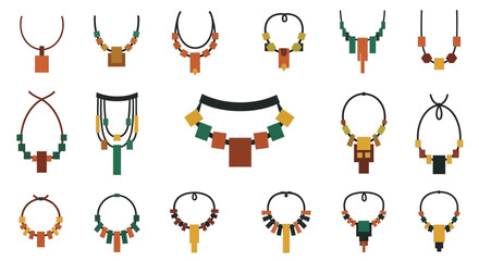 Collection of Ethnic Necklaces - A Diverse Array of Tribal Jewelry.