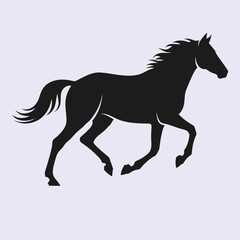 Silhouette of a majestic horse galloping freely across a field silhouette