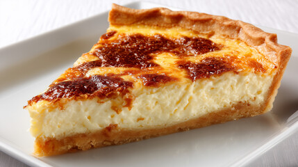 サクサクの分厚い生地と濃厚なアパレイユの断面が美しいフランスの定番惣菜である焼きたてのキッシュ・ロレーヌの贅沢な一切れ