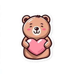 Cartoon bear holding heart symbol illustration for love and affection