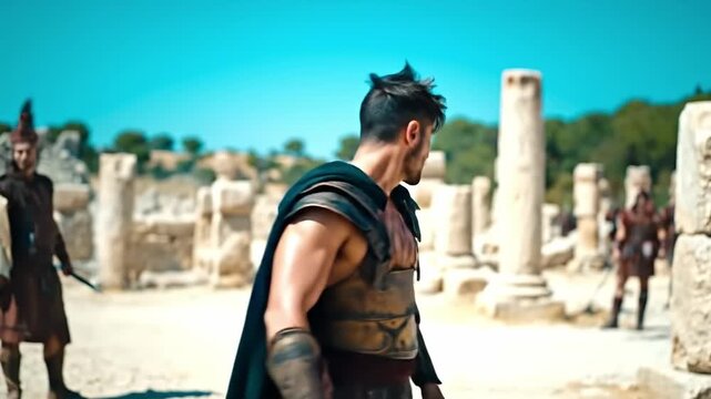 A man holding a sword in a scene from the movie Spartacus: War of the Damned