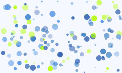 Abstract Background with Blue and Green Circles Floating on White Canvas a Playful Geometric Design