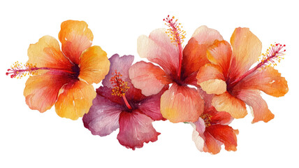 Watercolor Hibiscus Flower With Pink