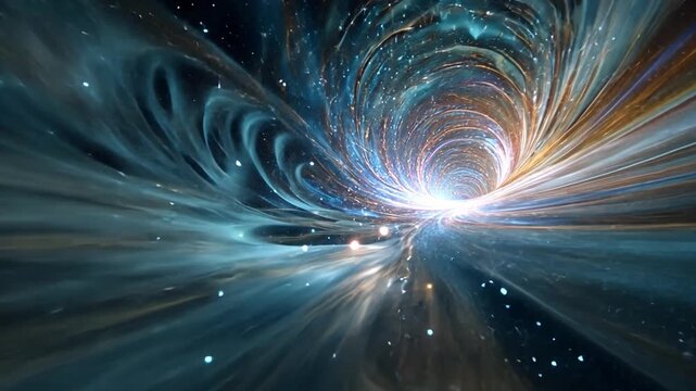 Journey into the Cosmos: A mesmerizing depiction of a swirling celestial tunnel, transporting viewers through a vibrant kaleidoscope of nebulous colors and cosmic energies.
