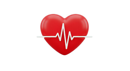 3D Red Heartbeat Icon Medical Health Concept Transparent