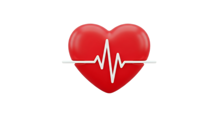 3D Red Heartbeat Icon Medical Health Concept Transparent