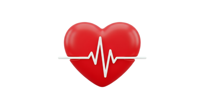 3D Red Heartbeat Icon Medical Health Concept Transparent