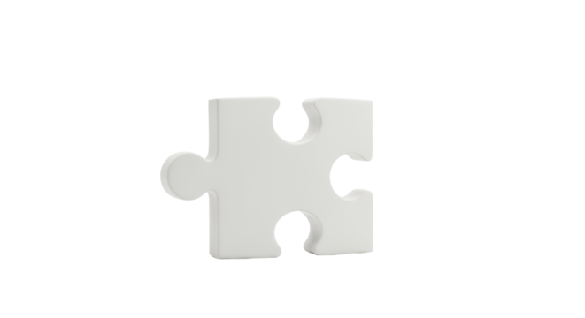 White Jigsaw Puzzle Piece Isolated on Black Background Transparent